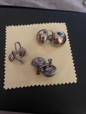 Vintage Silver-Tone Screwback Earrings Set